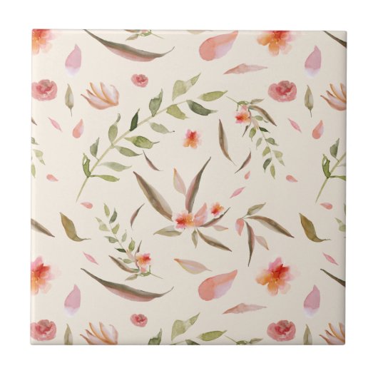 Carreau Apricot, Mauve, Taupe Floral Image transparente (Devant)