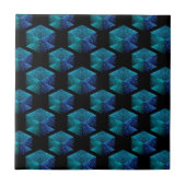 Carreau Aqua bleu scintille diamant motif géométrique noir (Devant)