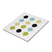 Carreau Aqua Bleu Vert Jaune Cercles Noirs Mi-Siècle (Côté)