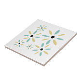 Carreau Aqua Blue And Yellow Mid Mod Retro Flowers (Côté)