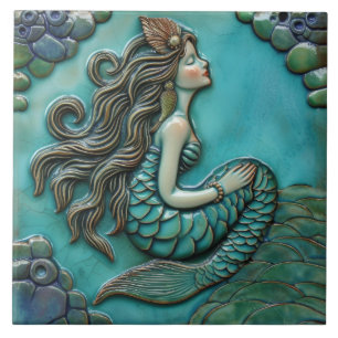 Carreau Aqua Blue Green Mermaid 3D Effet