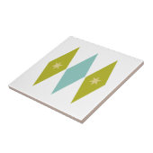 Carreau Aqua Blue Green Yellow Diamonds Stars Mid Century (Côté)