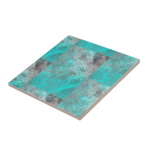 Carreau Aqua Blue Turquoise et gris dévêtu