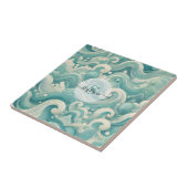 Carreau Aqua Blue & White Wave Abstraite - Art moderne Flu (Côté)