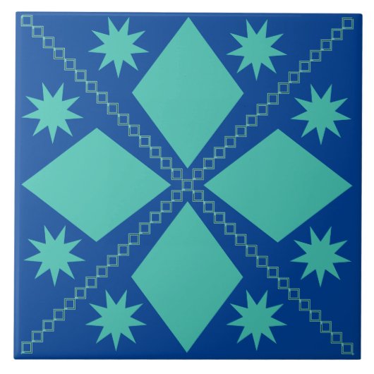 Carreau Aqua Diamond Fun | Arrière - plan bleu | (Devant)