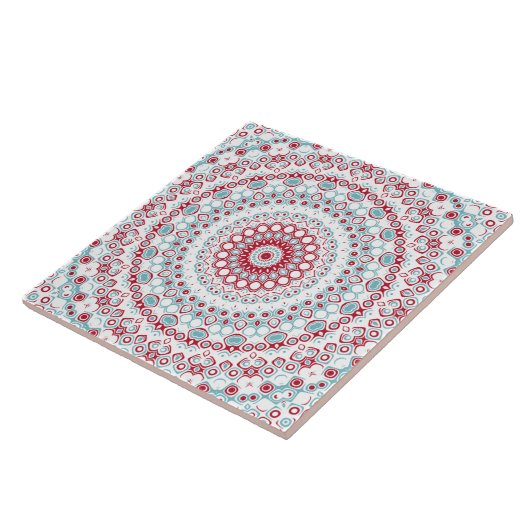Carreau Aqua et Crimson Mandala Motif (Côté)