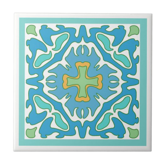 Carreau Aqua et tuile espagnole de vert avec l'accent (Devant)