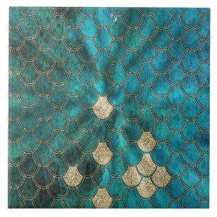 Carreau Aqua Mermaidscales vert avec des parties