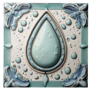 Carreau Aqua Mint Blue & White Water Drop Salle de bain