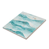 Carreau Aqua Ocean Waves & Seashell Pattern (5) (Côté)