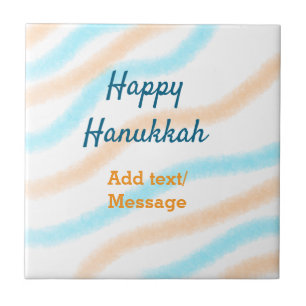 Carreau Aqua orange happy Hanoukka ajouter un nom message 