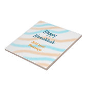 Carreau Aqua orange happy Hanoukka ajouter un nom message  (Côté)