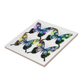 Carreau Aqua, Rose et Jaune - Élégants papillons (Côté)