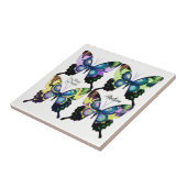 Carreau Aqua, Rose et Jaune - Élégants papillons (Côté)