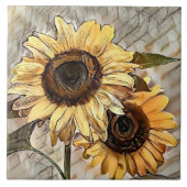 Carreau Aquarelle 2 Tournesols brillants Collection élégan (Devant)