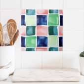 Carreau Aquarelle Abstraite Marine Green Coral Block Motif