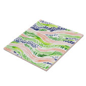 Carreau Aquarelle Abstraite Vert rose bleu décoratif (Côté)