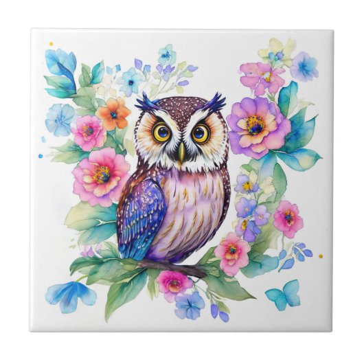 Carreau Aquarelle artistique florale (Devant)