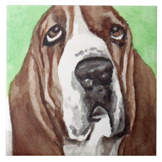 Carreau Aquarelle Basset (Devant)