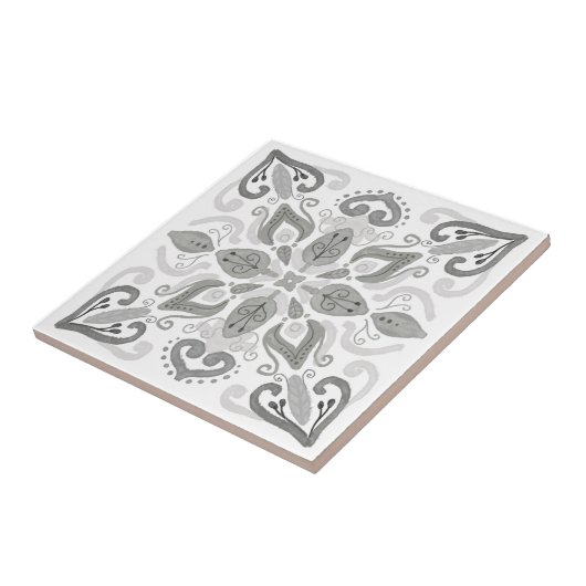 Carreau Aquarelle bio Vieux Accueil Décor gris clair Blanc (Côté)