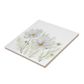 Carreau Aquarelle Blanc Cosmos Fleurs Peinture Botanique (Côté)