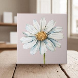 Carreau Aquarelle blanc marguerite cottagecore floral