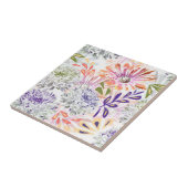Carreau Aquarelle blanche, fleurs roses (Côté)