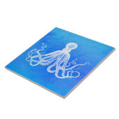 Carreau Aquarelle blanche octopus bleu océanique  (Côté)