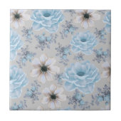 Carreau Aquarelle bleu argent Floral (Devant)
