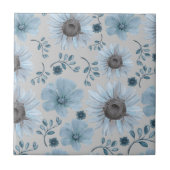 Carreau Aquarelle bleu argent Floral (Devant)