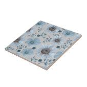 Carreau Aquarelle bleu argent Floral (Côté)