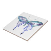 Carreau aquarelle bleu bleu pourpre papillon (Côté)