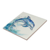 Carreau Aquarelle bleu et blanc Dauphin droit (Côté)