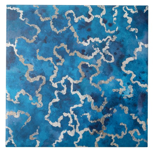 Carreau Aquarelle bleu vague texture (Devant)