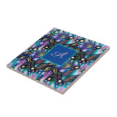 Carreau Aquarelle bleu violet Jardin Floral (Côté)