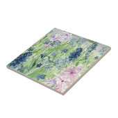 Carreau Aquarelle Bleu violet Meurtre de fleurs sur la mon (Côté)