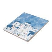 Carreau Aquarelle bleue et blanche Santorin Grèce (Côté)