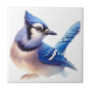 Carreau Aquarelle Blue Jay Bird Art