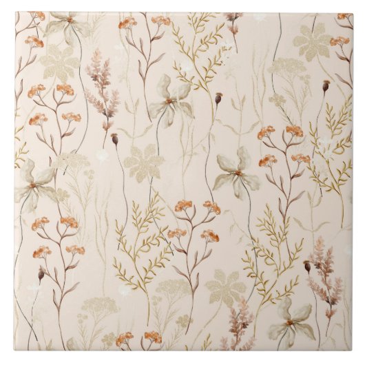 Carreau Aquarelle Boho motif floral (Devant)