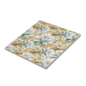 Carreau Aquarelle botanique bleu blanc lily floral (Côté)