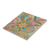 Carreau Aquarelle botanique colorée Batik Boho (Côté)