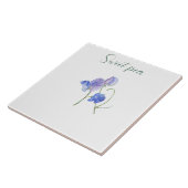 Carreau Aquarelle botanique de fleur de pois doux bleu (Côté)