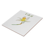 Carreau Aquarelle botanique de jonquille jaune soleil (Côté)