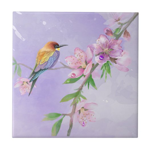 Carreau Aquarelle botanique de la flore et de la faune vio (Devant)