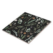 Carreau Aquarelle botanique floral noir, vert moderne (Côté)