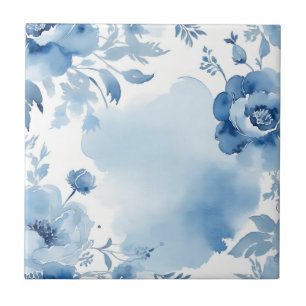Carreau Aquarelle botanique moderne bleu doux