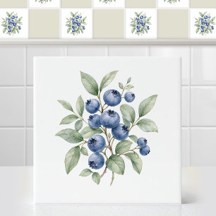 Carreau Aquarelle Branche Botanique de Myrtille Sauvage Ru
