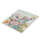 Carreau Aquarelle Cactus Floral Stripes Design (Côté)