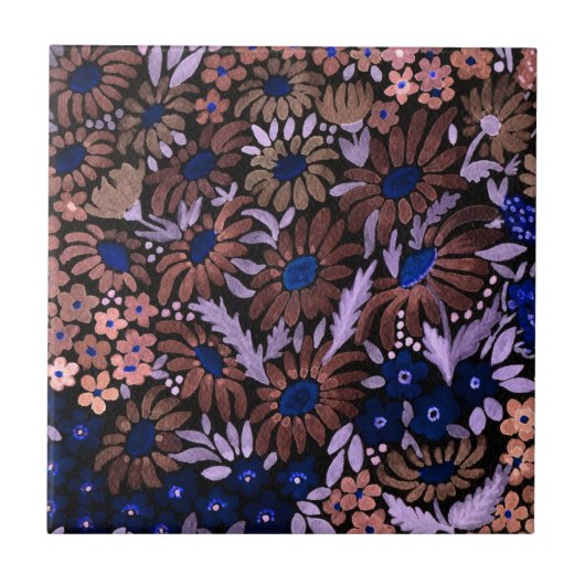 Carreau Aquarelle camomille prairie fleurs champ floral d (Devant)