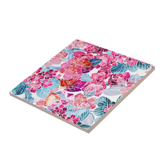 Carreau Aquarelle Carrelage en céramique Florale (Côté)